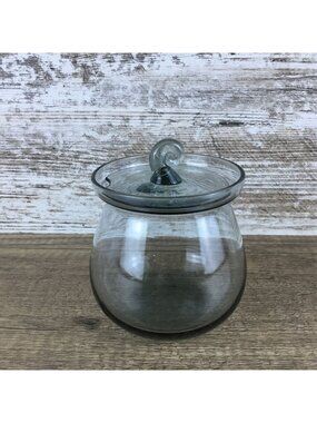 Smokey Glass Swedish Jam Jar With Lid Art Glass
